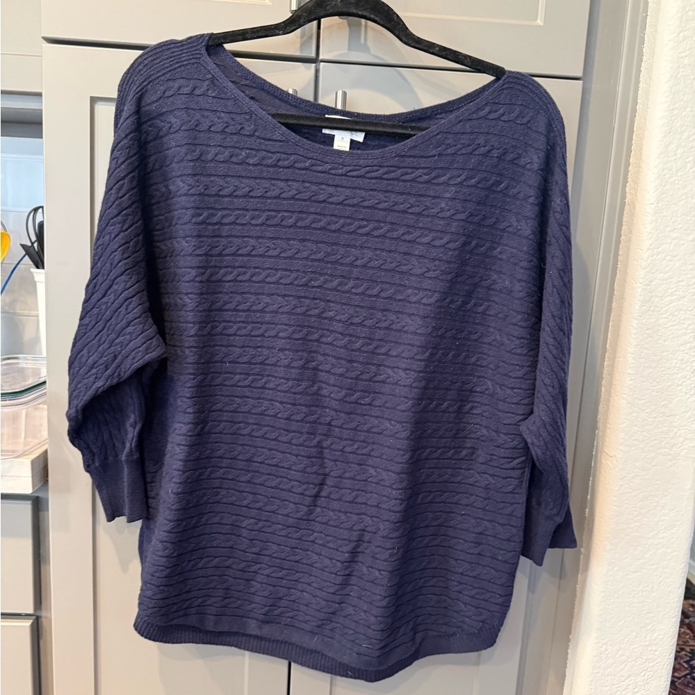 Market & Spruce Navy Cable Knit Dolman Sweater XL